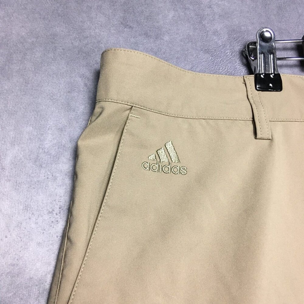 Adidas Mens ClimaLite Shorts size 42 Light Brown Tan Flat Front Lightweight Poly - Picture 5 of 13